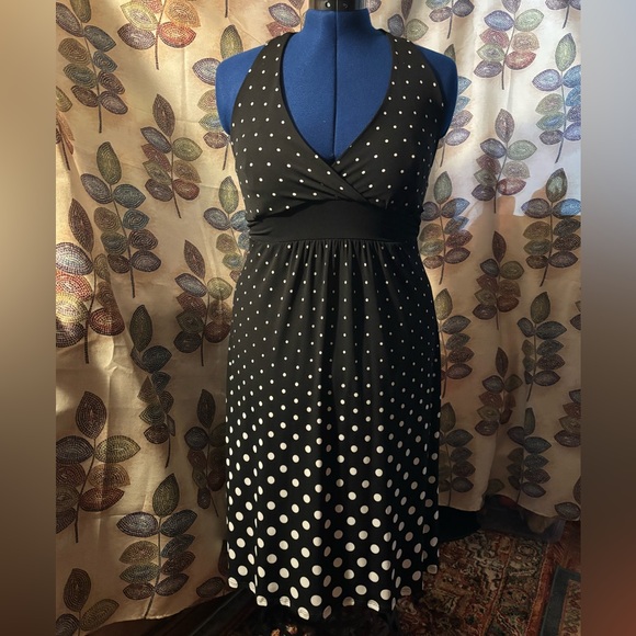 Wet Seal Vintage Black and White Polka Dot Stretchy Backless Dress Size Small - Picture 1 of 7